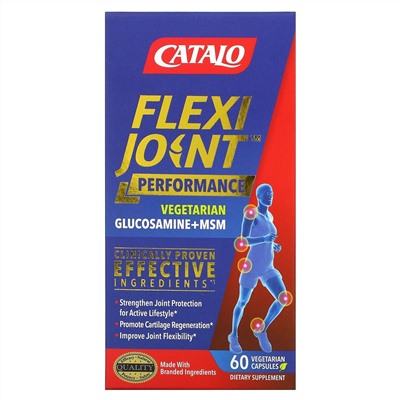 Catalo Naturals, FlexiJoint Performance, Glucosamine & OptiMSM, Joint Flexibility, 60 Vegetraian Capsules