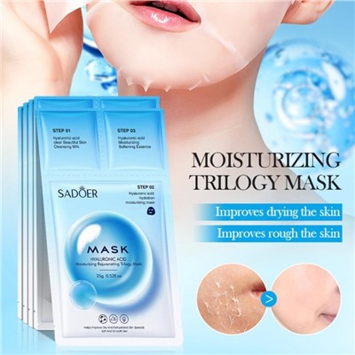 SADOER Увлажняющая трехступенчатая маска для лица с гиалуроновой кислотой