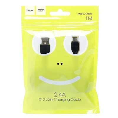 Кабель USB - Type-C Hoco X13 Easy  100см 2,4A  (black)