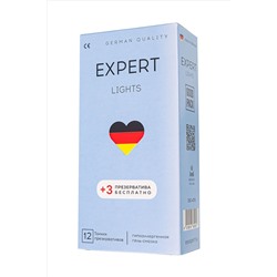 Ультратонкие презервативы EXPERT Lights - 12 шт.(+3 в подарок)