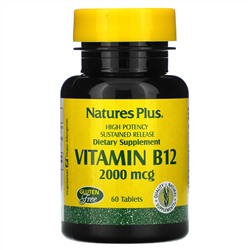 Nature's Plus, витамин B12, 2000 мкг, 60 таблеток