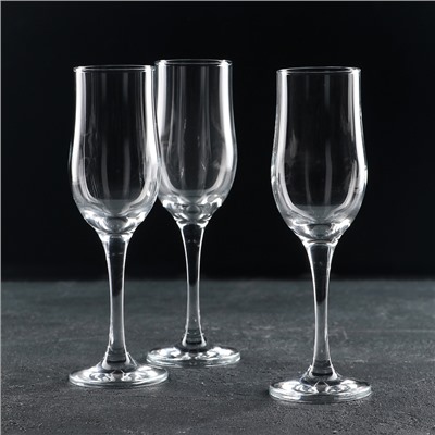 Набор стеклянных бокалов для шампанского Tulipe, 200 мл, 3 шт