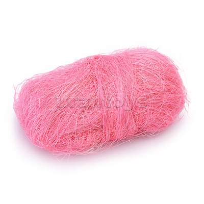 Волокно сизалевое натуральное 50 г, светло-розовое, в пластиковом пакете с блистерным подвесом