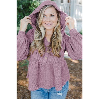 Plus Size Hooded Waffle Knit Top