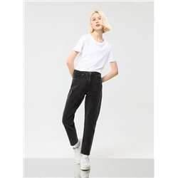 Однотонные джинсы модель «mom fit» черный