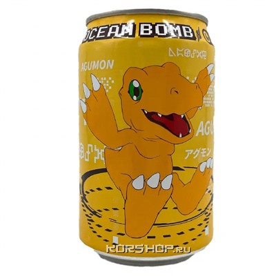 Лимонад газ. со вкусом банана Digimon Agumon Ocean Bomb, Тайвань, 330 мл Акция
