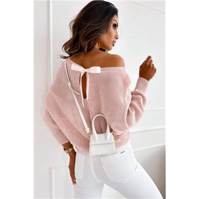 Pink Ribbon Bow Knot Dolman Sleeve Sweater