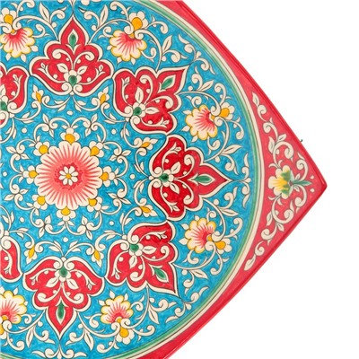 Ляган Риштанская Керамика "Цветы", 33 см, квадратный, красный