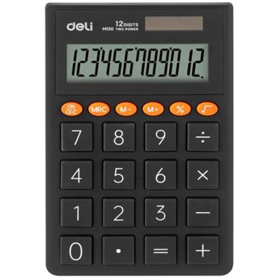 Калькулятор 12 разрядов EM130D-GREY темно-серый, карманный (1901472) Deli