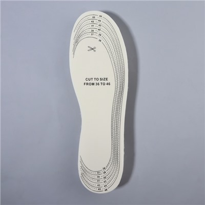 Стельки для обуви, утёпленные, двухслойные, универсальные, р-р RU до 46 (р-р Пр-ля до 46), 29 см, пара, цвет белый