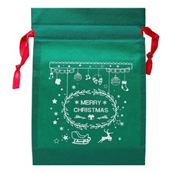 Подарочная упаковка - новогодний мешок New Year 02 (15x22cm) (green) (006)