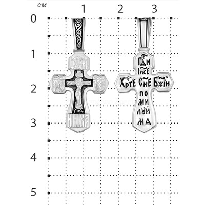 Крест из чернёного серебра - 3,2 см 925 пробы 3-146чч