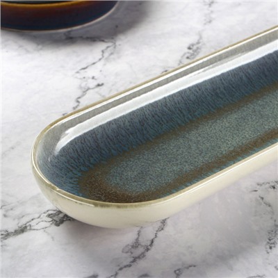 Блюдо фарфоровое для подачи Magistro Ocean, 33×10×3 см, цвет голубой