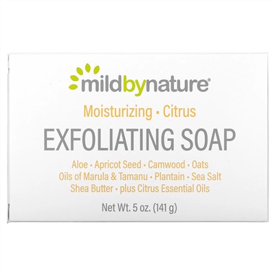Mild By Nature, отшелушивающее мыло, с маслами марулы, таману и ши, с цитрусовым ароматом, 141 г (5 унций)