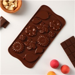 Форма для шоколада Доляна «Цветение», силикон, 21×10,5×0,7 см, 12 ячеек