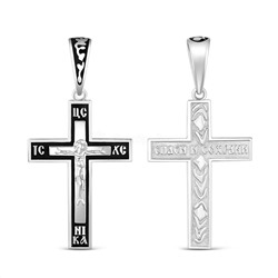Крест из серебра с эмалью родированный кэ-00