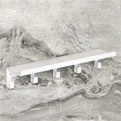 Полка с крючками «Лофт Арт», 35×10×6,5 см, цвет белый