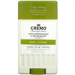 Cremo, Anti-Perspirant & Deodorant, No. 2, Sage & Citrus, 2.65 oz (75 g)