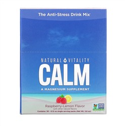 Natural Vitality, CALM, The Anti-Stress Drink Mix, Raspberry-Lemon Flavor, 30 Single Serving Packs, 0.12 oz (3.3 g)