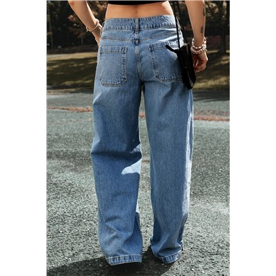 Light Blue Drop Waist Wide Leg Oversized Jeans