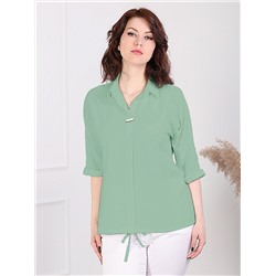 Блузка зеленая женская с рукавом три четверти