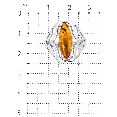 Кольцо из серебра с прес. нат.янтарём родированное 925 пробы мк-15100