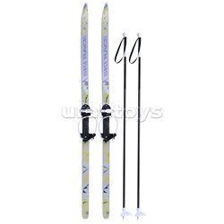 Лыжи подростковые "Ski Race" 150/110 см, унив.крепление, с палками стеклопластик серые.