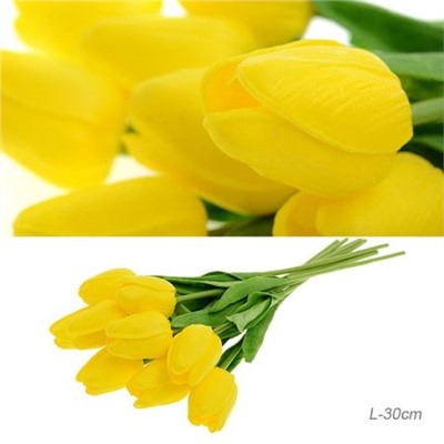 Цветок искусственный Тюльпан 30 см желтые / 1205 /уп 10/200/1200/ латэкс