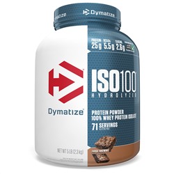 Dymatize Nutrition, ISO100, гидролизованный 100% изолят сывороточного протеина, брауни, 2,3 кг (5 фунтов)