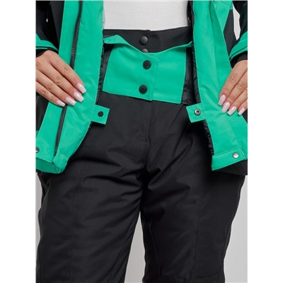 Горнолыжный костюм женский зимний зеленого цвета 02306Z