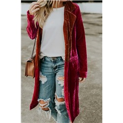 Retro Velvet Long Sleeve Pocket Coat