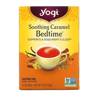 Yogi Tea, Bedtime, успокаивающая карамель, без кофеина, 16 чайных пакетиков, 30 г (1,07 унций)