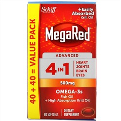 Schiff, MegaRed, Advanced 4 In 1, 500 mg, 80 Softgels