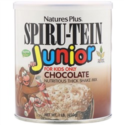 Nature's Plus, Spiru-Tein Junior, смесь для приготовления питательных густых коктейлей, шоколад, 450 г (1 фунт)