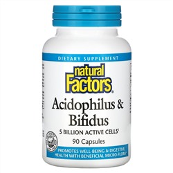 Natural Factors, Acidophilus & Bifidus, 5 Billion, 90 Capsules