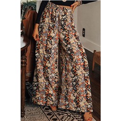 Полосатые брюки широкого кроя с цветочным принтом