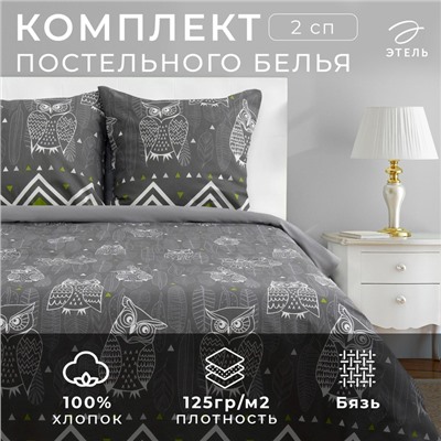 Постельное бельё "Этель" 2 сп Ушастые совы (вид 1) 175 х 215 см, 200 х 220 см, 70 х 70 - 2 шт