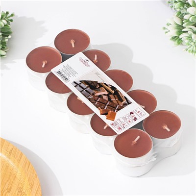 Набор чайных свечей ароматических в термоусадке "Шоколад", 3,8х1,6 см, 3,5 ч, 12 г, 20 штук