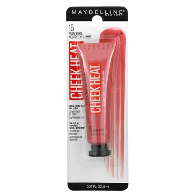 Maybelline, Cheek Heat, Gel-Cream Brush, Nude Burn, 0.27 fl oz (8 ml)