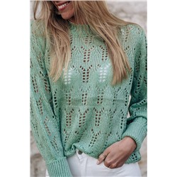 Green Sheer Knitted Pointelle Sweater