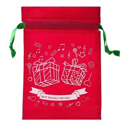Подарочная упаковка - новогодний мешок New Year 02 (15x22cm) (red) (003)