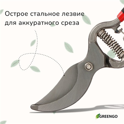 Секатор плоскостной, 10" (25 см), с металлическими обрезиненными ручками, Greengo