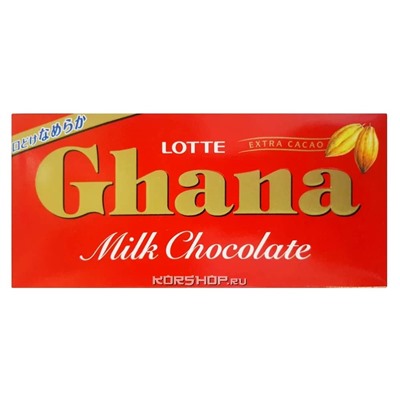 Молочный шоколад Гана Ghana Milk Lotte, Япония, 50 г Акция