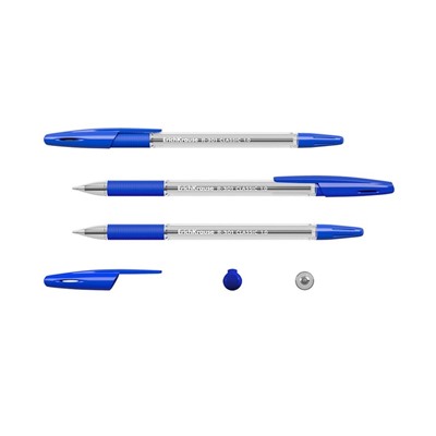 Набор ручек шариковых 3 штуки ErichKrause R-301 Classic Stick & Grip, узел 1.0 мм, чернила синие, резиновый упор, длина линии письма 800 метров, европодвес