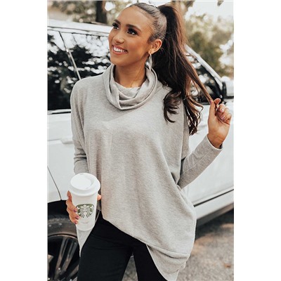 Gray Cowl Neck Shift Tunic Top