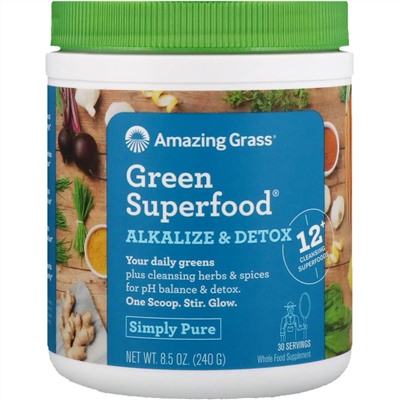 Amazing Grass, Green Superfood, добавка для снижения кислотности и выведения токсинов, 240 г (8,5 унции)