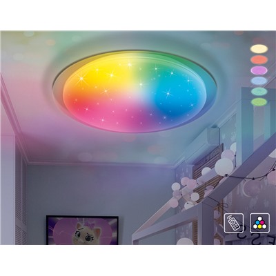 Светодиодный светильник c подсветкой RGB FF470 WH белый 60W D450*70 (ПДУ ИК)