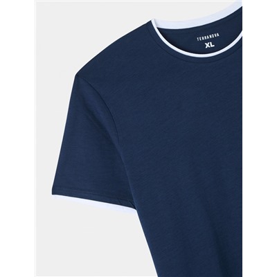 Однотонная двойная футболка Флотский темно-синий