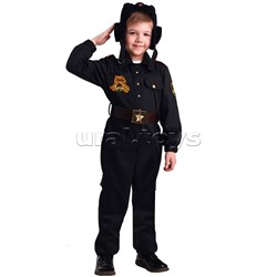 2077 к-20 Карнавальный костюм "Военный Танкист" (рубашка, брюки, ремень, шлемофон, орден) размер 128-64