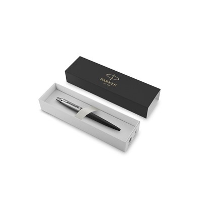 Ручка шариковая Parker Jotter Core Bond Street Black CT M, корпус из нержавеющей стали, чёрный глянцевый/ хром, синие чернила (1953184)